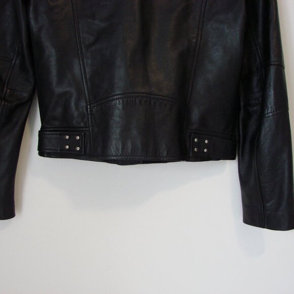 ZARA Black Faux Leather Moto Jacket Bomber Zippers Soft Size Small - Picture 12 of 12